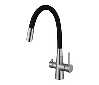 Baterie de bucătărie WEZER INX4C-08B – pipă flexibilă din silicon Ø35 (negru/satinat)