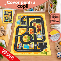 Covor pentru copii cu oraș de toamnă (galben)