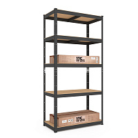 Raft Budget KM Antracit, 180x60x40 cm, Metkas, 175 kg/raft, 5 polite, MDF, vopsit, metal