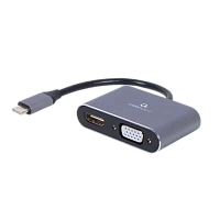 Adaptor Video Cablexpert A-USB3C-HDMIVGA-01, USB Type-C - VGA, HDMI, Gri
