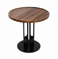 Măsuță de cafea Loft Walnut Round, nuc și metal negru 50x50 cm