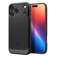 Husă Spigen Rugged Armor Mag pentru Apple iPhone 17 Pro, Negru Mat