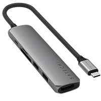 Satechi 6-in-1 USB-C Slim Multiport, USB-C3.2, Out: USB-C PD 75W, 2*USB-A, HDMI 4K@60Hz, Micro/SD,
