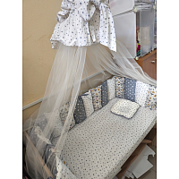 Borduri de protecție pentru pătuc Stars Grey+Baldahin