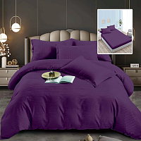 Lenjerie pat dublu DAMASC Policoton 6 piese, Ralex Pucioasa, Cearceaf cu elastic pentru saltea 160x200 cm sau 180x200 cm Mov