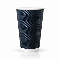 Pahar din hirtie Ripple S 16oz (480 ml) negru d90mm (25 buc)