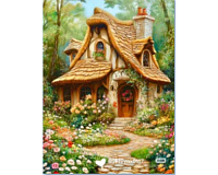 Mozaic cu Diamante 40 x 50 cm Casuta Fermecata, Diamond Painting, Kit Creativ cu Strasuri Acrilice, Panza pe Targa