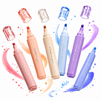 Set 108 Markere Evidentiatoare, 6 Culori Pastel Asortate, Highlightere pentru Scoala, Birou si Studiu
