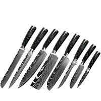 Set 8 cutite profesionale Hocho, otel Japonez HRC 60, calire laser, 8 cutite, maner G10