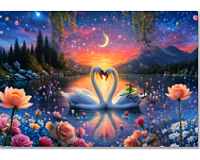 Mozaic cu Diamante 40 x 50 cm Apusul Lebedelor, Diamond Painting, Kit Creativ cu Strasuri Acrilice, Panza pe Targa