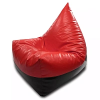 Fotoliu puf Bean Bag piramidă mărimea XL din ecopiele MAX culoarea roșu cu negru