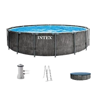 Piscină cu cadru metalic Intex GreyWood Premium, 16805L, Gri, 26742