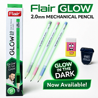 FLAIR GLOW Set de creioane mecanice de 2,0 mm, fosforescente, 10 buc.+ radieră + ascuțitoare