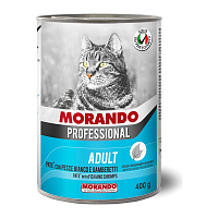 MORANDO conserve de pate pentru pisici Professional Gatto  PATE Pesce Bianco  Gamberetti 400g
