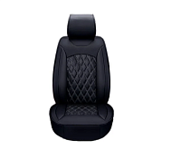 Set huse scaune auto, pentru fata-spate, piele ecologica, negru cu cusatura gri