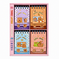 Set 4 Carnetele pentru Copii CapyBaby, 80 x 120 mm, 80 Foi Dictando, cu Spirala, Modele Asortate