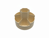 Organizator pentru birou rotund, 7 compartimente, galben, suport pixuri, accesorii birou, plastic rezistent, multifunctional, pentru masa office, casa, scoala