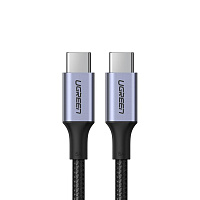Cablu UGREEN USB-C 2.0 la USB-C 2.0, 5A, 100W, 1m, Împletit din Aluminiu (US316), Negru