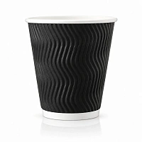 Pahar din hirtie Ripple S 10oz (300 ml) negru d90mm (25 buc)