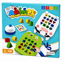 Joc educativ Sortator forme cu animale, joc de potrivire forme si culori, 3+
