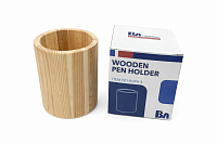 Pahar pentru pixuri din lemn, rotund, organizator birou, suport creioane, design natural, home