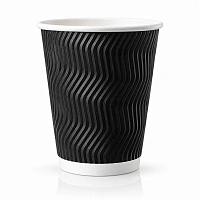 Pahar din hirtie Ripple S 12oz (360 ml) negru d90mm (25 buc)