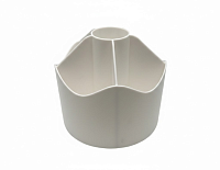 Organizator pentru birou rotund, 6 compartimente, alb, suport pixuri, accesorii birou, plastic rezistent, multifunctional, pentru masa office, casa, scoala