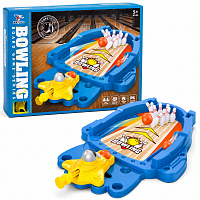 Joc educativ Mini Bowling pentru copii, joc interactiv de masa cu lansator si popice, 5+