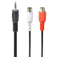 Audio Adaptor Cablexpert CCA-406, 3.5mm 3-pin (M) - 2x RCA (F), 0,2m, Negru