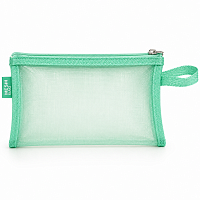 Penar din Plasa cu Fermoar 22x12 cm, 1 Compartiment, Verde Deschis