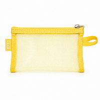 Penar din Plasa cu Fermoar 22x12 cm, 1 Compartiment, Galben Deschis