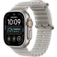 Apple Watch Ultra 4 GPS + Cellular, 49mm Natural Titanium Case with Translucent Grey Ocean Band MJAD