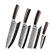 Set 4 cutite Hocho profesional, otel japonez HRC 60 calire manuala, maner Delux Pakka
