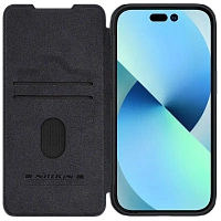 Husă tip carte Nillkin iPhone 15 Plus - Qin Pro, Negru