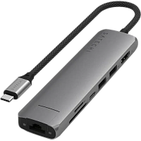 Satechi 7-in-1 USB-C Slim Multiport, USB-C3.2, Out: USB-C PD 80W, USB-A 3.2, HDMI 4K@60Hz, Ethernet
