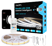Kit banda LED COB 5M APP 6400K, control inteligent, QR cod, sincronizare muzica si intensitate reglabila