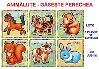 AN-14 Joc Loto Animăluţe -Găseşte perechea