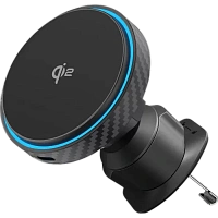 Car Mount With Wireless Charger Proove Graphite Circle Qi2 15W, Black