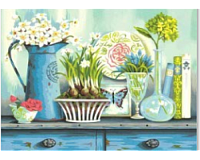 Mozaic cu Diamante 40 x 50 cm Natura Statica de Primavara, Diamond Painting, Kit Creativ cu Strasuri Acrilice, Panza pe Targa