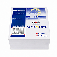 Hartie de Notite Alba NEO-Line, 90 x 90 mm, 750 Foi, Bloc Memo pentru Birou, Scoala si Acasa