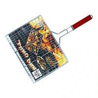 Plasa pentru gril BBQ 29X39cm, cu maner din lemn