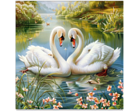 Mozaic cu Diamante 40 x 50 cm Dragostea Lebedelor, Kit Creativ cu Strasuri Acrilice, Panza pe Targa