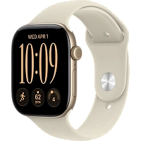 Apple Watch Series 12 GPS, 46mm Light Gold Aluminium Case with Sand Sport Band - M/L MJEP4