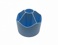 Organizator pentru birou rotund, 6 compartimente, albastru, suport pixuri, accesorii birou, plastic rezistent, multifunctional, pentru masa office, casa, scoala