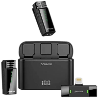 Microfon portabil pentru înregistrare vocală Proove Record Lightning, Fără fir, Negru