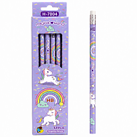 Set 12 creioane grafit HB cu model unicorn, creioane colorate pastel pentru scoala
