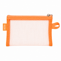 Penar din Plasa cu Fermoar 22x12 cm, 1 Compartiment, Portocaliu Deschis