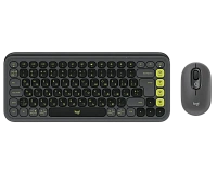 Set Tastatură + Mouse Logitech POP ICON Combo, Fără fir, Grafit | Verde