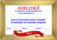 Diplomă - Adio, Grădiniţă art.D-14