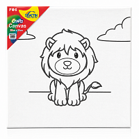 Set creatie de pictura Canvas pentru copii, Pui de Leu, Cu imagine de referinta, Pictura pe panza de pictat manual, Include vopsele acrilice si pensula, 25x20 cm, Activitate creativa si relaxanta